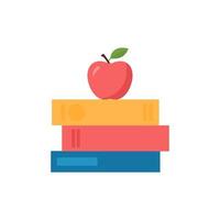 une pile de livres et une pomme pour une collation. isolé, illustration vectorielle vecteur