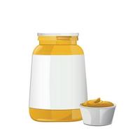 moutarde. crème de sauce au miel de dijon. conception vectorielle en style cartoon pour la marque alimentaire. vecteur