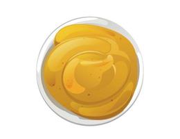 portion de moutarde dans le bol. crème de sauce au miel de dijon. conception vectorielle en style cartoon pour la marque alimentaire. vecteur