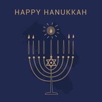 carte de voeux joyeux hanukkah lettrage. inscription typographique d'impression d'affiche festive. illustration vectorielle vecteur