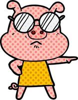 personnage de cochon de vecteur en style cartoon