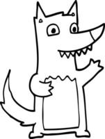 dessin au trait loup de dessin animé vecteur