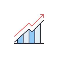 icône moderne de concept de vecteur de graphique de croissance ou de croissance bleue