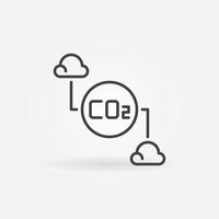 le dioxyde de carbone co2 avec l'icône de concept de vecteur de contour de nuages