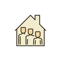 famille heureuse dans l'icône colorée de concept de vecteur de maison