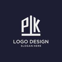 création de logo monogramme initial pk avec style en forme de pentagone vecteur