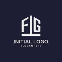 création de logo monogramme initial fg avec style en forme de pentagone vecteur