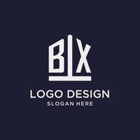 création de logo monogramme initial bx avec style en forme de pentagone vecteur