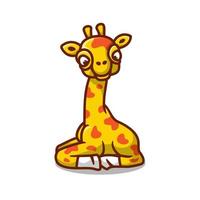 création de logo de dessin animé mignon girafe, style design plat vecteur