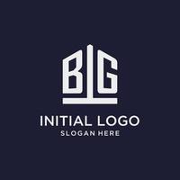 création de logo monogramme initial bg avec style en forme de pentagone vecteur