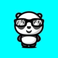 mignon bébé panda avec des lunettes. style design plat vecteur