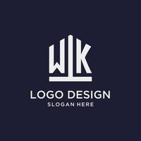 wk création de logo monogramme initial avec style de forme pentagone vecteur