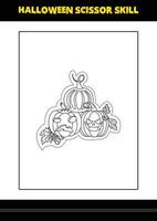 compétences de ciseaux d'halloween pour les enfants. page de coloriage de compétences de ciseaux d'halloween pour les enfants. vecteur