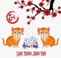 bonne année lunaire 2023, nouvel an vietnamien, année du chat. vecteur