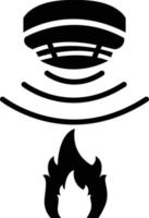 icône de capteur de flammes de feu sur fond blanc. signe de système d'alarme de fumée. symbole du détecteur de flamme. style plat. vecteur