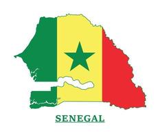 conception de la carte du drapeau national du sénégal, illustration du drapeau du pays du sénégal à l'intérieur de la carte vecteur