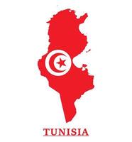 conception de la carte du drapeau national de la tunisie, illustration du drapeau du pays de la tunisie à l'intérieur de la carte vecteur