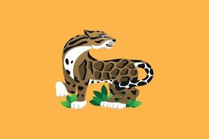 le dessin animé animal léopard des nuages convient à l'illustration de livres pour enfants, d'affiches, etc. vecteur