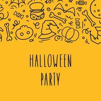 une carte pour une fête d'halloween dans le style doodle. illustration vectorielle vecteur