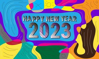 2023 une bonne année félicitations. toile de fond de concept coloré heureux. modèle de conception graphique abstrait isolé. décoration colorée créative vecteur