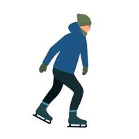 jeune homme patinant sur la patinoire. activités sportives amusantes. concept d'activités de loisirs d'hiver. illustration vectorielle vecteur