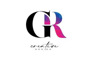 conception de lettre gr avec coupe créative et texture arc-en-ciel colorée vecteur