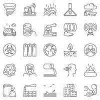 jeu d'icônes de contour de pollution - symboles de ligne de concept vectoriel