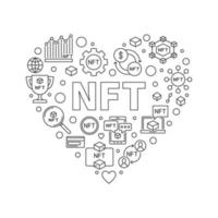 bannière de contour de coeur nft - illustration en forme de coeur de vecteur de jeton non fongible