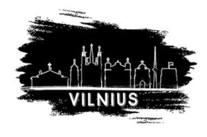 silhouette d'horizon de vilnius. croquis dessiné à la main. vecteur