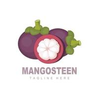 création de logo de mangoustan, vecteur de fruits frais pour la santé de la peau, illustration de marque de magasin de fruits et médecine naturelle de la peau