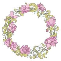 cadre floral cercle pastel doux. illustration vectorielle isolée. vecteur