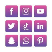 les icônes des médias sociaux définissent l'illustrateur de vecteur de logo