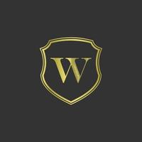 initiales w élégant logo doré vecteur
