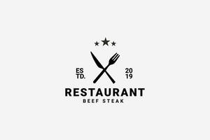 modèle de conception de logo de steak house, style vintage vecteur