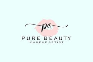 création initiale de logo préfabriqué pour les lèvres aquarelles po, logo pour la marque d'entreprise de maquilleur, création de logo de boutique de beauté blush, logo de calligraphie avec modèle créatif. vecteur