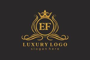 modèle initial de logo de luxe royal de lettre ef dans l'art vectoriel pour le restaurant, la royauté, la boutique, le café, l'hôtel, l'héraldique, les bijoux, la mode et d'autres illustrations vectorielles.