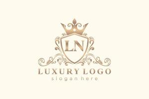 modèle de logo de luxe royal lettre initiale ln dans l'art vectoriel pour restaurant, royauté, boutique, café, hôtel, héraldique, bijoux, mode et autres illustrations vectorielles.