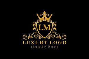 modèle initial de logo de luxe royal de lettre lm dans l'art vectoriel pour le restaurant, la royauté, la boutique, le café, l'hôtel, l'héraldique, les bijoux, la mode et d'autres illustrations vectorielles.