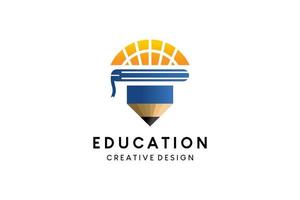 création de logo icône crayon éducatif avec concept créatif vecteur