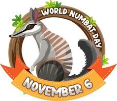 logo de la bannière de la journée mondiale du numbat vecteur