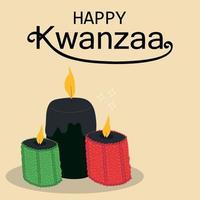 carte de voeux kwanzaa avec trois bougies. vecteur