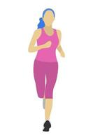 belle fille mince faisant du sport dans des vêtements roses. femme jogging. isolé sur fond blanc vecteur