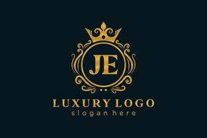 modèle de logo de luxe royal je lettre initiale dans l'art vectoriel pour le restaurant, la royauté, la boutique, le café, l'hôtel, l'héraldique, les bijoux, la mode et d'autres illustrations vectorielles.