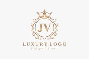 modèle de logo de luxe royal de lettre jv initial dans l'art vectoriel pour le restaurant, la royauté, la boutique, le café, l'hôtel, l'héraldique, les bijoux, la mode et d'autres illustrations vectorielles.