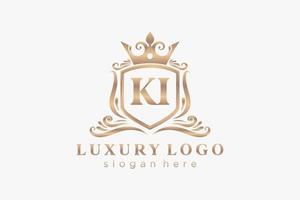 modèle initial de logo de luxe royal de lettre ki dans l'art vectoriel pour le restaurant, la royauté, la boutique, le café, l'hôtel, l'héraldique, les bijoux, la mode et d'autres illustrations vectorielles.