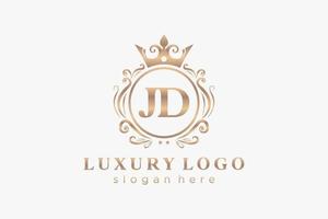 modèle initial de logo de luxe royal de lettre jd dans l'art vectoriel pour le restaurant, la royauté, la boutique, le café, l'hôtel, l'héraldique, les bijoux, la mode et d'autres illustrations vectorielles.