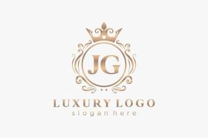 modèle initial de logo de luxe royal de lettre jg dans l'art vectoriel pour le restaurant, la royauté, la boutique, le café, l'hôtel, l'héraldique, les bijoux, la mode et d'autres illustrations vectorielles.