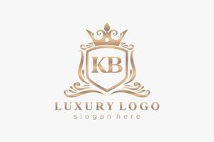 modèle initial de logo de luxe royal de lettre kb dans l'art vectoriel pour le restaurant, la royauté, la boutique, le café, l'hôtel, l'héraldique, les bijoux, la mode et d'autres illustrations vectorielles.