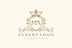 modèle initial de logo de luxe royal lettre mx en art vectoriel pour restaurant, royauté, boutique, café, hôtel, héraldique, bijoux, mode et autres illustrations vectorielles.