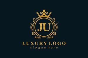 modèle de logo de luxe royal de lettre ju initial dans l'art vectoriel pour le restaurant, la royauté, la boutique, le café, l'hôtel, l'héraldique, les bijoux, la mode et d'autres illustrations vectorielles.